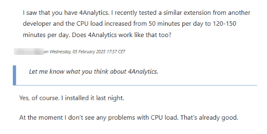 4analytics user testimony on performance testing