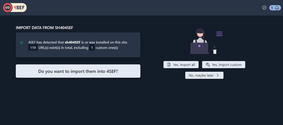 4SEF built-in import wizard to preserve sh404SEF SEF URLs