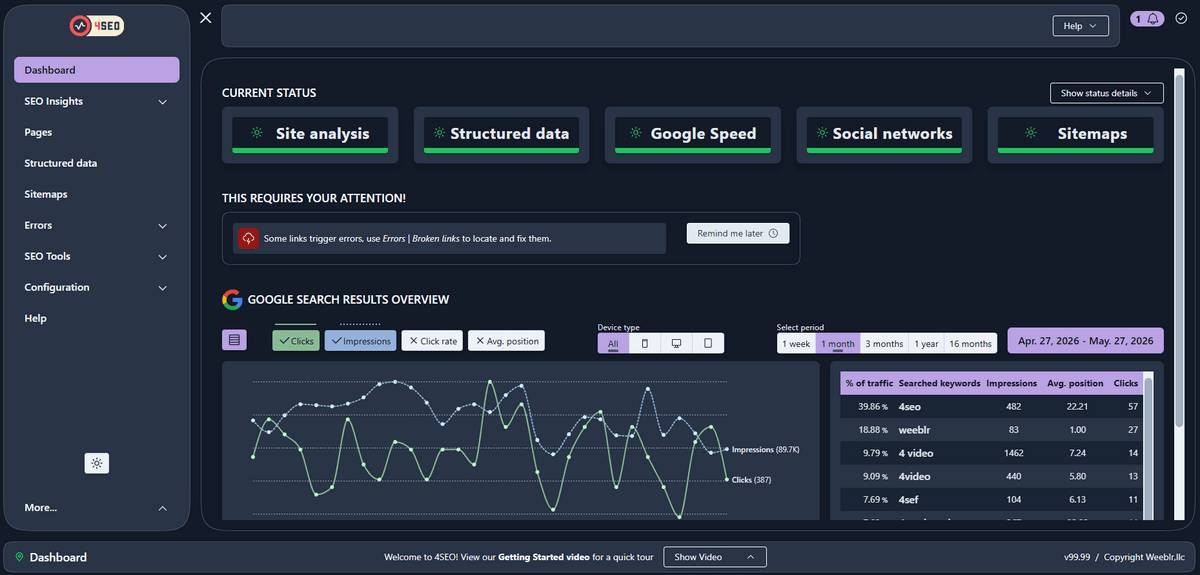 4SEO pages list with new refreshed UI design