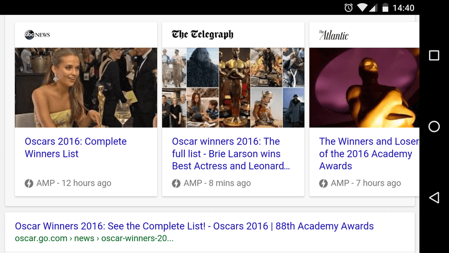 Accelerated Mobile Pages in Google search results