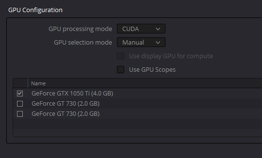 Blackmagic Forum • View topic - Resolve 16.2.0 use GPU on but not Color or Fusion